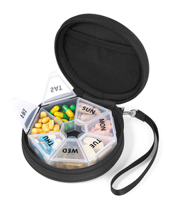 Pastillero de viaje portátil premium con bolsa con cremallera