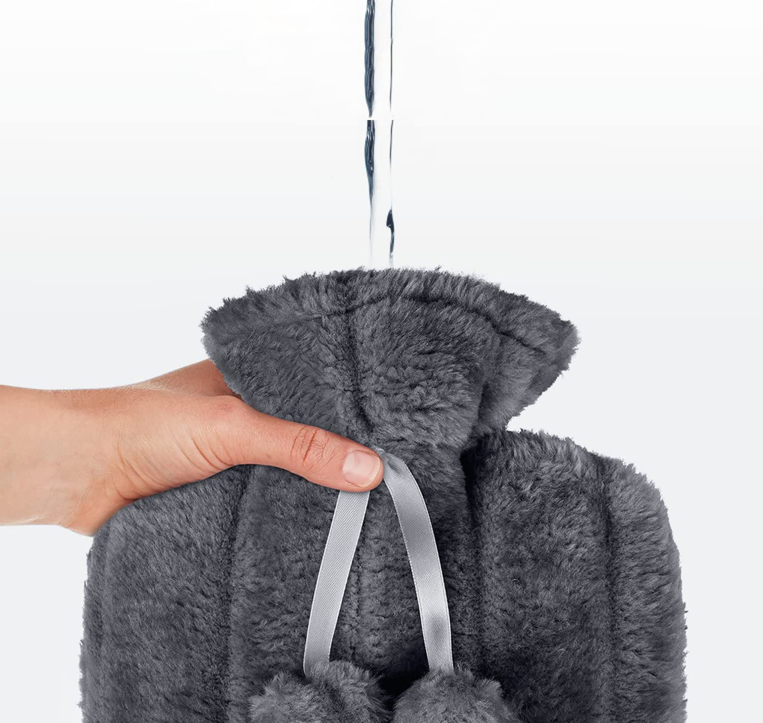 Bolsa de agua de terapia caliente de caucho natural 2L con cubierta suave para aliviar el dolor