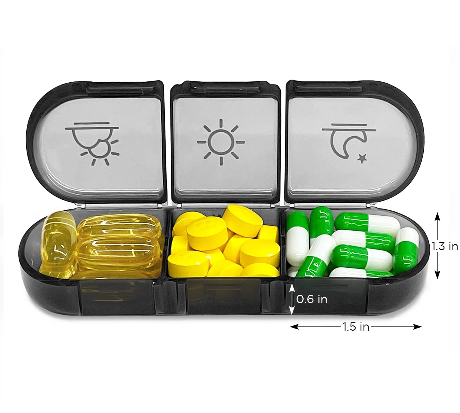 Organizador de píldoras semanal compacto y duradero para viajes