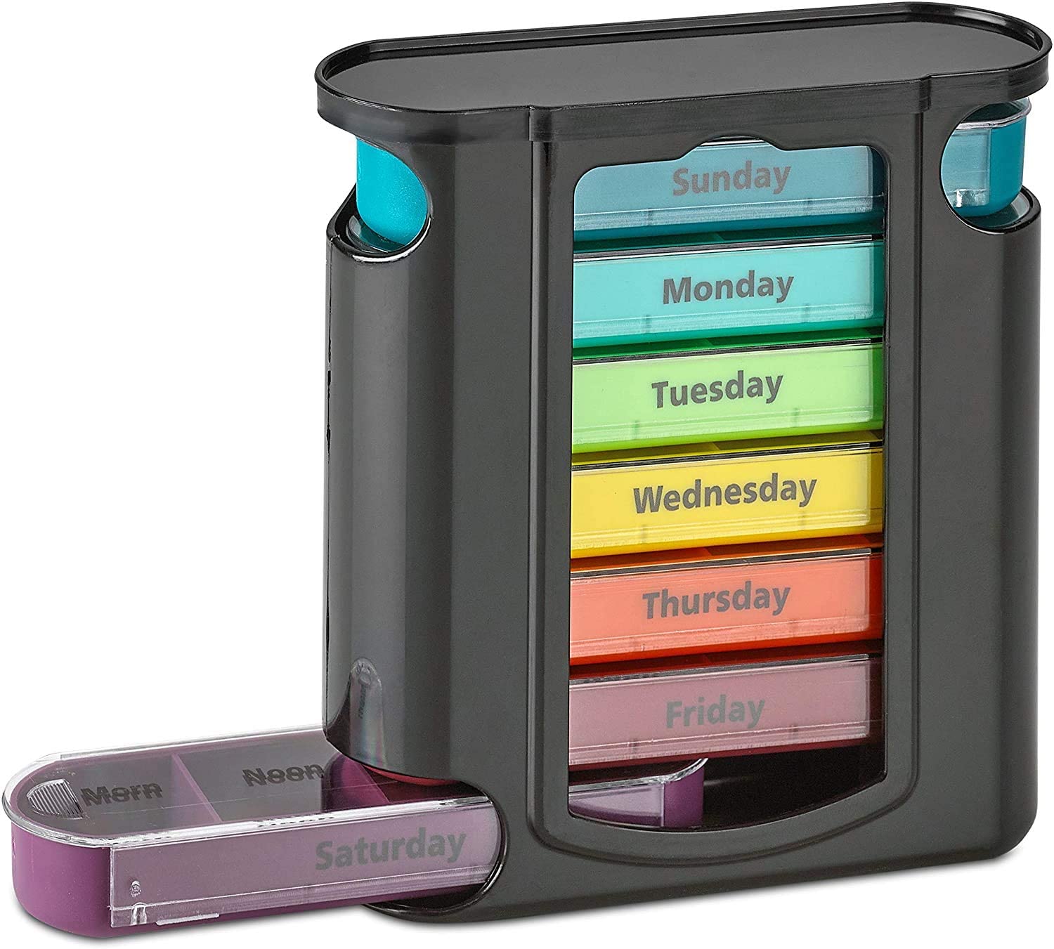 Organizador diario apilable colorido de la píldora del recordatorio de la medicación