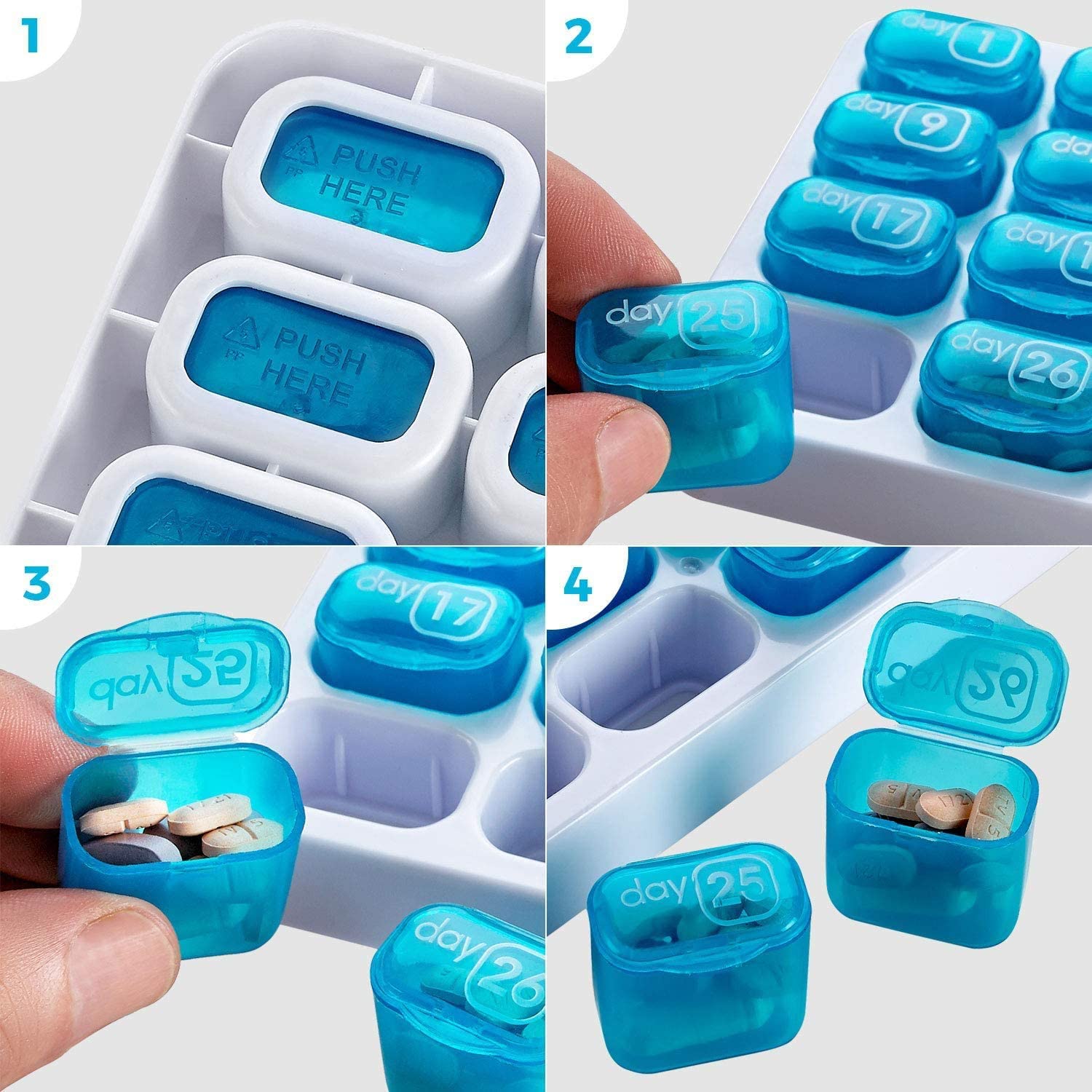 Organizador de pastillas mensual extraíble con prescripción médica