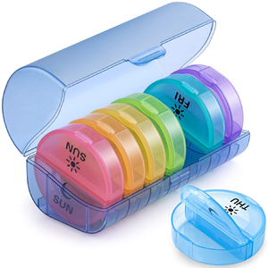 Envase de píldora semanal diario colorido redondo para medicina