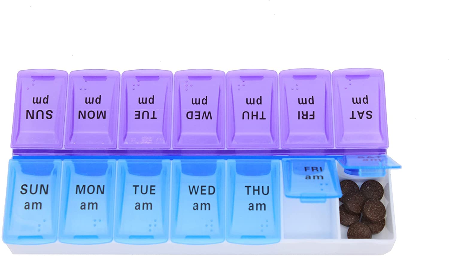 Nuevo dispensador de píldoras semanales de medicamentos con botón pulsador